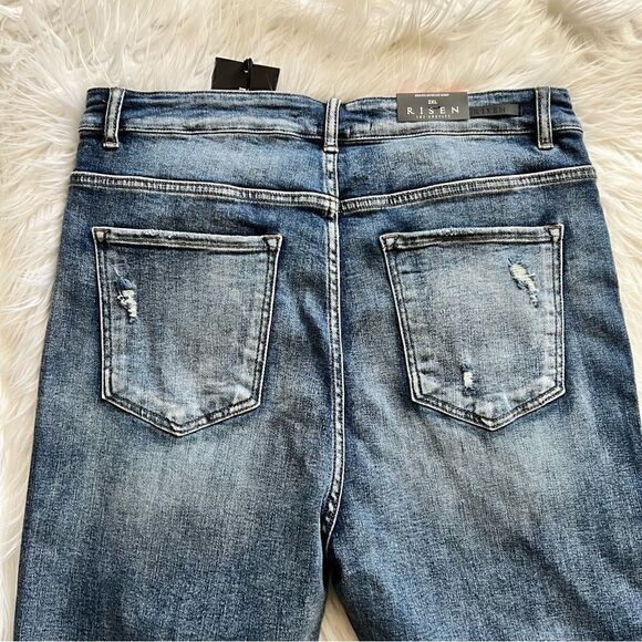 NWT Risen Jeans High Rise Distressed Skinny Blue Denim Size 2XL Crop - Picture 5 of 8
